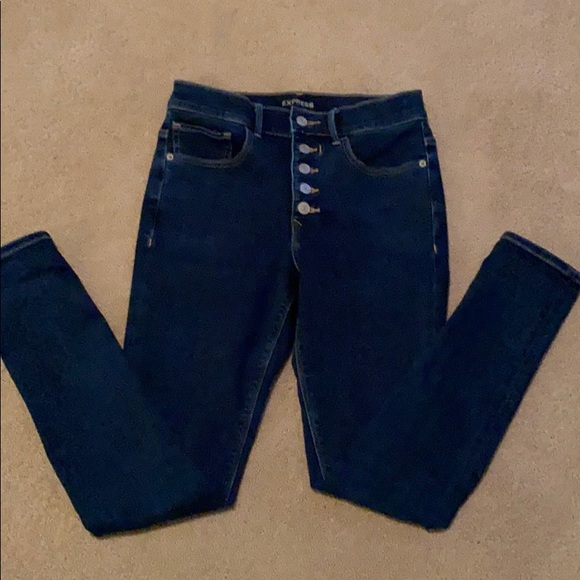 Express High Rise Perfect Denim Button Fly jeans 4